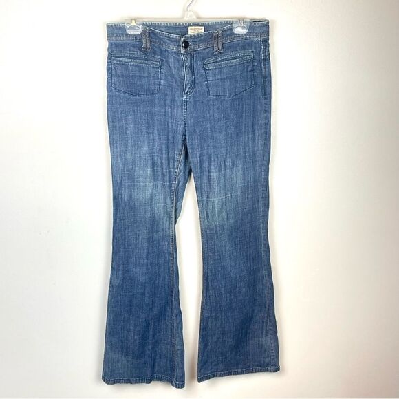 Free People Patch Pocket Flare Jeans Size 31 - Picture 2 of 6